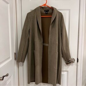 Joan Vass Women's Olive Open Front Pea Coat